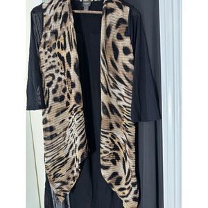 CHICO Women Sheer Stretch Nylon Mesh Long Cardigan Animal Print 1 Baddie Mcbling